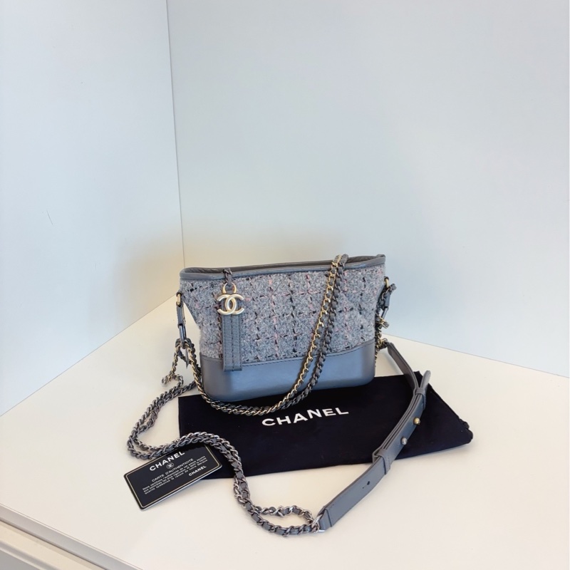 【99新🆕】Chanel Gabrielle花呢針織流浪包 小號 單肩斜挎包-0