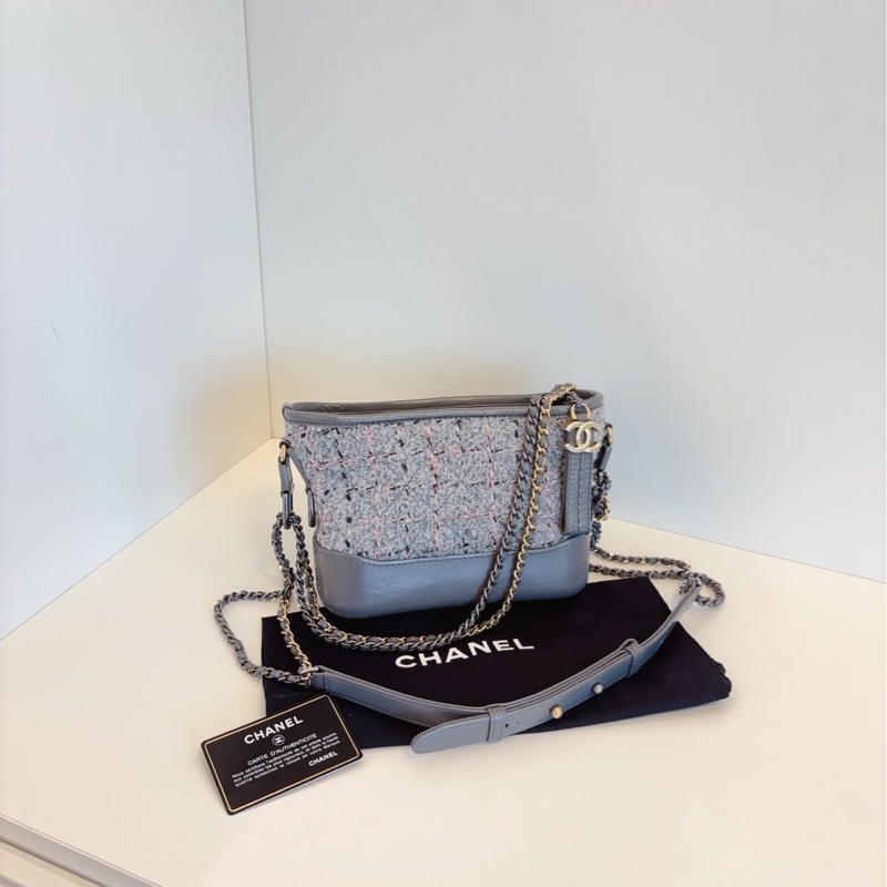 【99新🆕】Chanel Gabrielle花呢針織流浪包 小號 單肩斜挎包-1