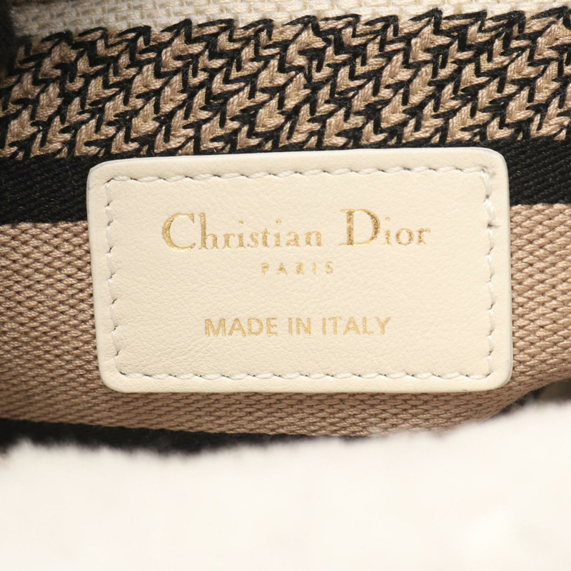 Dior LADY D-LITE 中型肩背包，帆布剪絨，白色/米色，二手女款-3