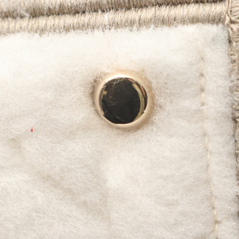 Dior LADY D-LITE 中型肩背包，帆布剪絨，白色/米色，二手女款-6