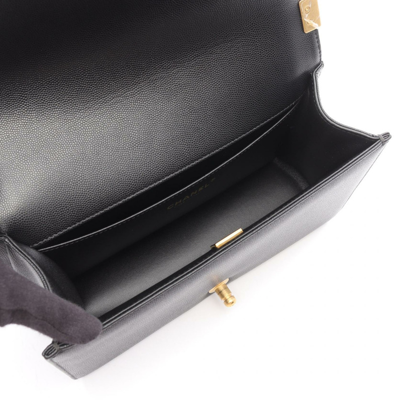 香奈兒 Boy Chanel 單肩包 A67086 黑色粒面小牛皮 二手 女士 金色五金-2