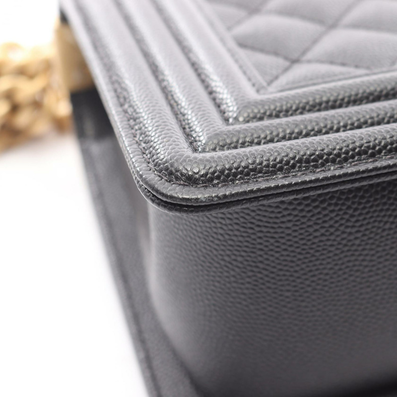 香奈兒 Boy Chanel 單肩包 A67086 黑色粒面小牛皮 二手 女士 金色五金-5