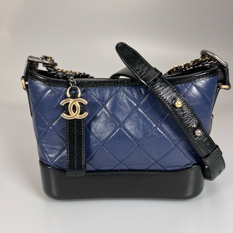 CHANEL 流浪包 小號 藍拚黑 25開-0