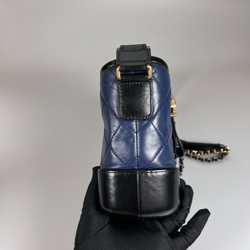 CHANEL 流浪包 小號 藍拚黑 25開-3