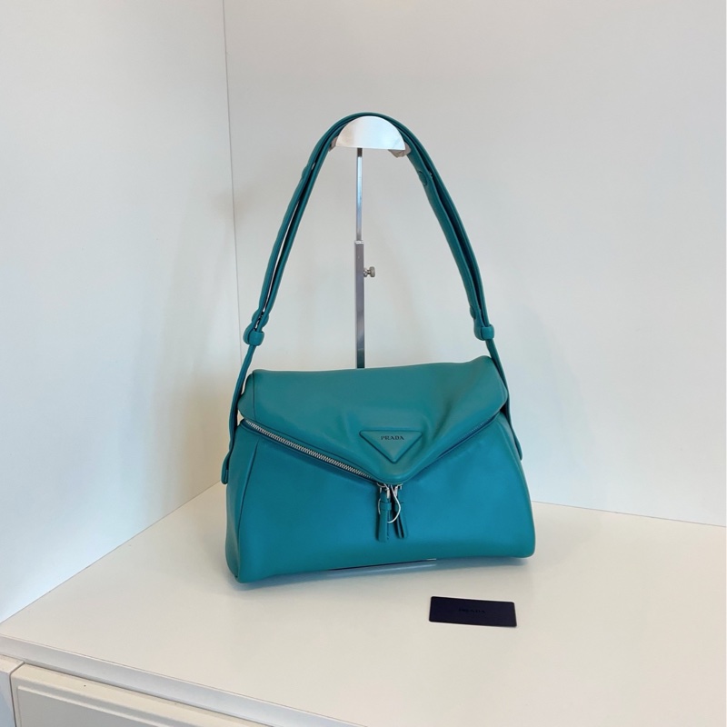 【未使用閒置🆕】Prada Signaux 新款泡芙單肩斜挎包 湖水綠色系很養眼-0