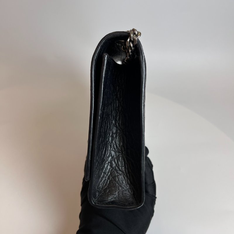 YSL 354119 黑銀鱷魚紋流蘇kate包-2