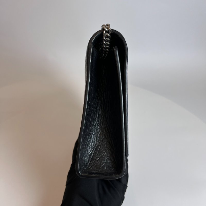 YSL 354119 黑銀鱷魚紋流蘇kate包-3