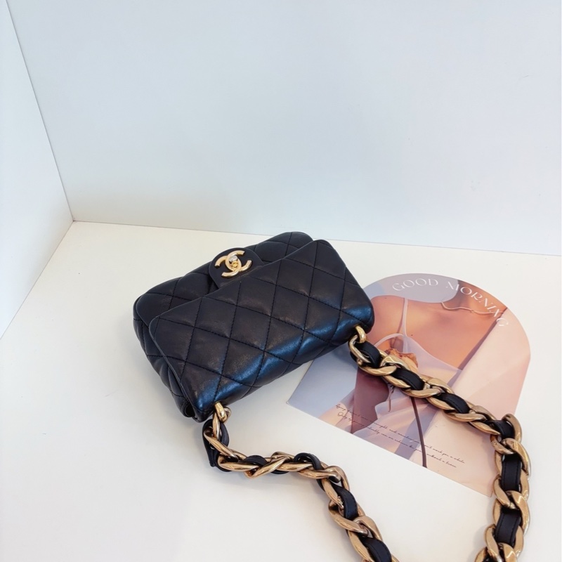 【98新以上🆕】Chanel22s CF方胖子 黑色金扣 粗鏈條單肩/腋下包-4