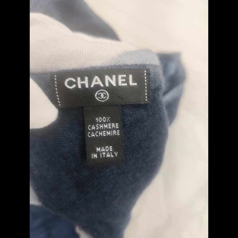 CHANEL香奈兒Cashmere 羊絨藍色漸變圍巾-5