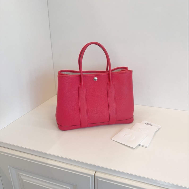 【閒置新🆕】Hermes 花園30 gp30 garden party 30 negonda皮 A5 杜鵑紅 💄手提包-0