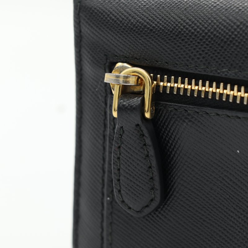 Prada 普拉達 Saffiano Flap Continental Wallet 黑色 牛皮 長夾-5