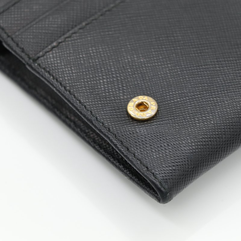 Prada 普拉達 Saffiano Flap Continental Wallet 黑色 牛皮 長夾-9
