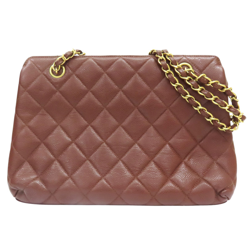 磚紅色 菱格紋 荔枝紋 牛皮 肩背包【CHANEL 香奈兒】-0