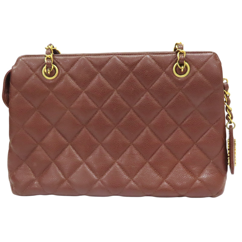 磚紅色 菱格紋 荔枝紋 牛皮 肩背包【CHANEL 香奈兒】-2