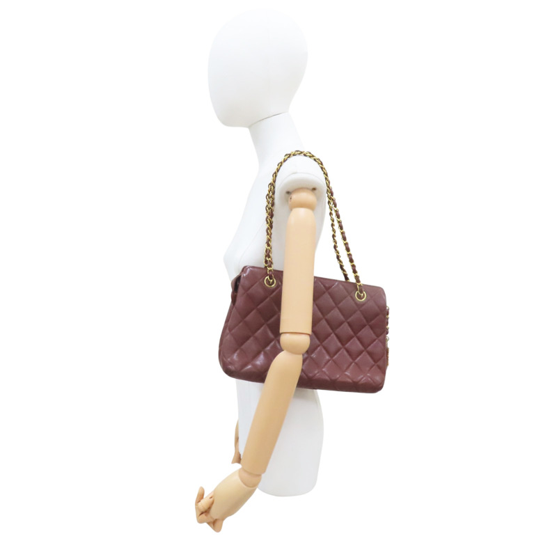 磚紅色 菱格紋 荔枝紋 牛皮 肩背包【CHANEL 香奈兒】-7