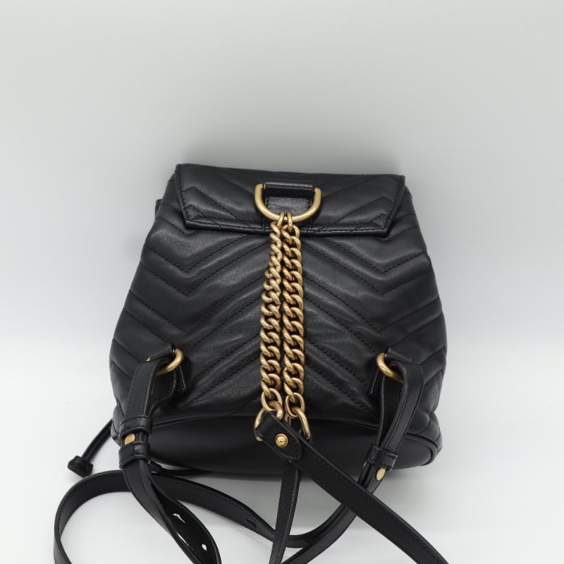 Gucci 古馳 GG Marmont 馬蒙 黑色 皮革 後背包-2