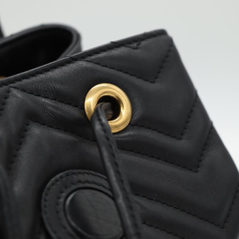 Gucci 古馳 GG Marmont 馬蒙 黑色 皮革 後背包-8