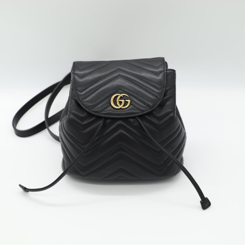 Gucci 古馳 GG Marmont 馬蒙 黑色 皮革 後背包-5