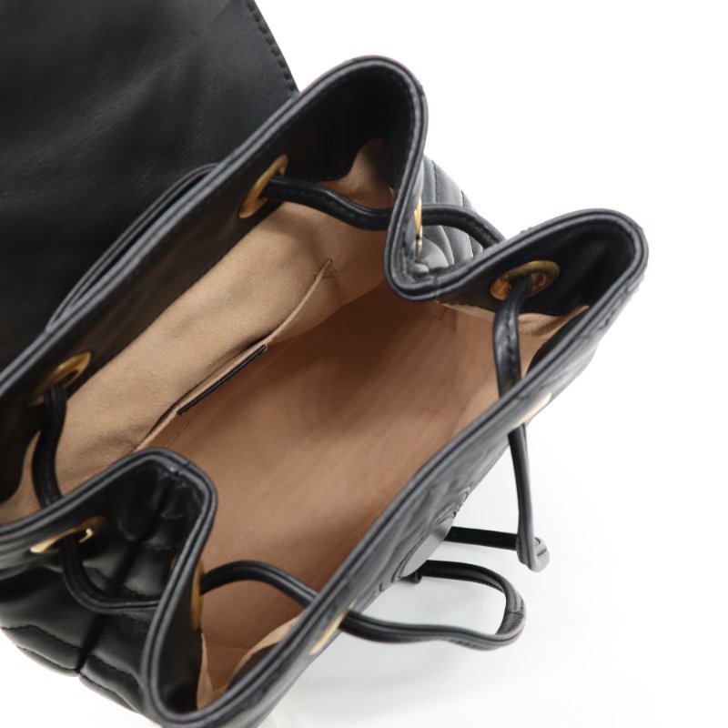 Gucci 古馳 GG Marmont 馬蒙 黑色 皮革 後背包-11