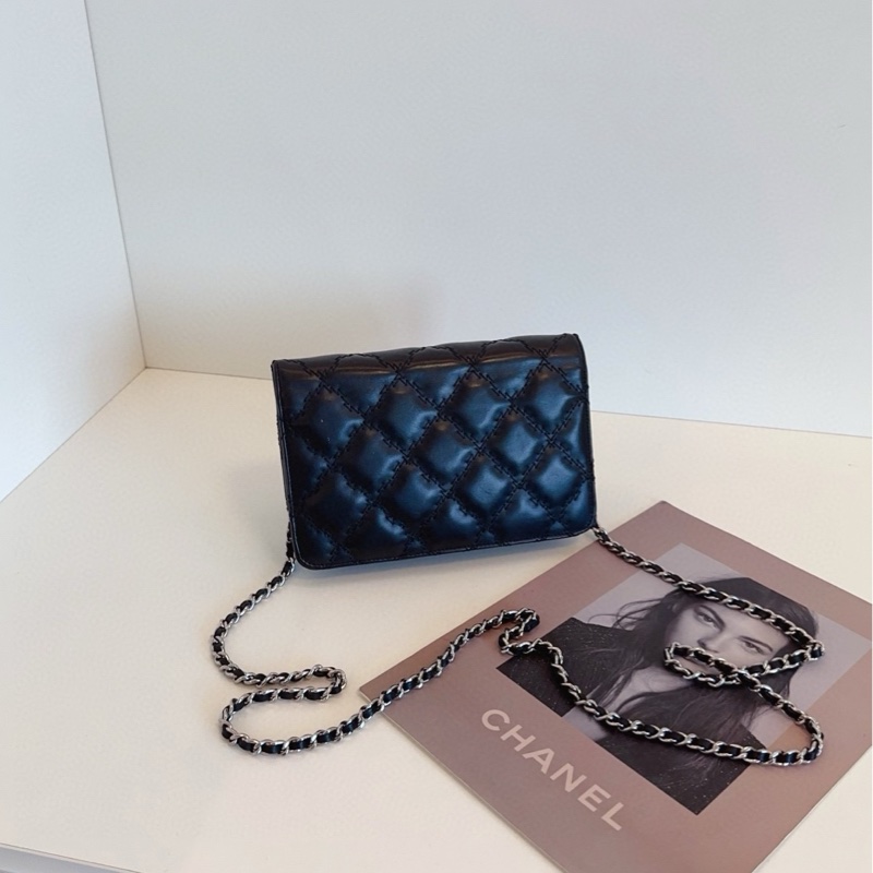 【99新閒置🆕】Chanel 黑銀外縫線 雙C大logo woc 鏈條包 斜挎包-1