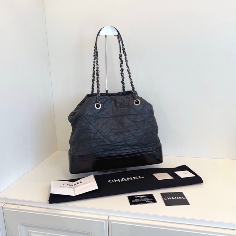 【98新🆕】Chanel 黑銀XXL流浪Tote鏈條托特包-1