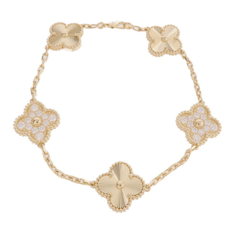 Van Cleef & Arpels 18K黃金Vintage Alhambra Bracelet 5 Motifs鑽石手鏈-0