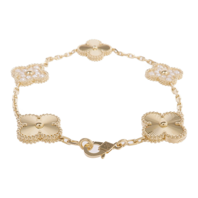 Van Cleef & Arpels 18K黃金Vintage Alhambra Bracelet 5 Motifs鑽石手鏈-1