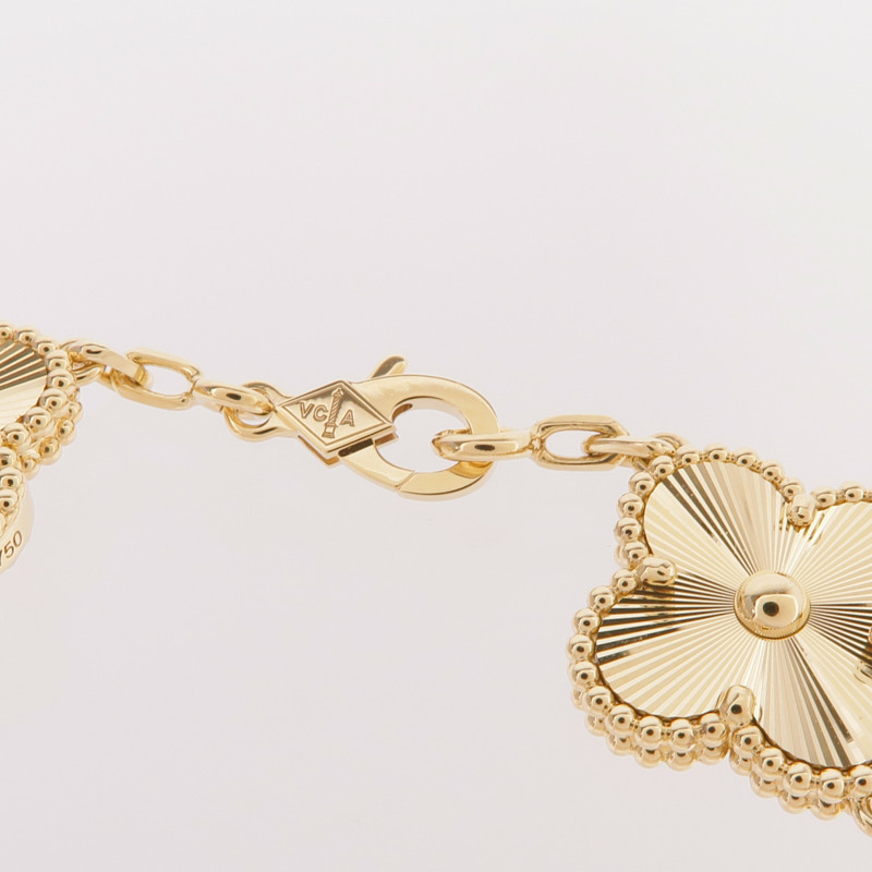 Van Cleef & Arpels 18K黃金Vintage Alhambra Bracelet 5 Motifs鑽石手鏈-4