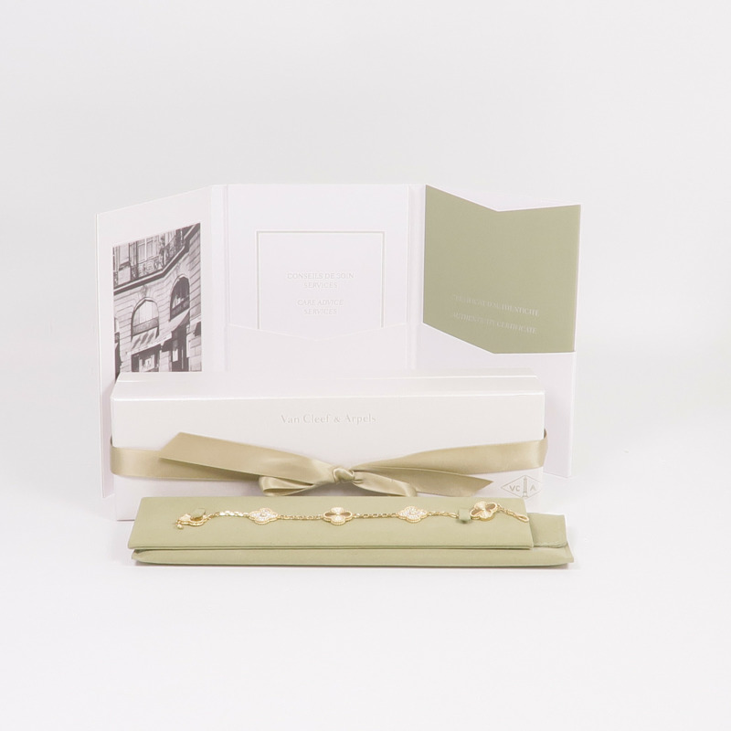 Van Cleef & Arpels 18K黃金Vintage Alhambra Bracelet 5 Motifs鑽石手鏈-8