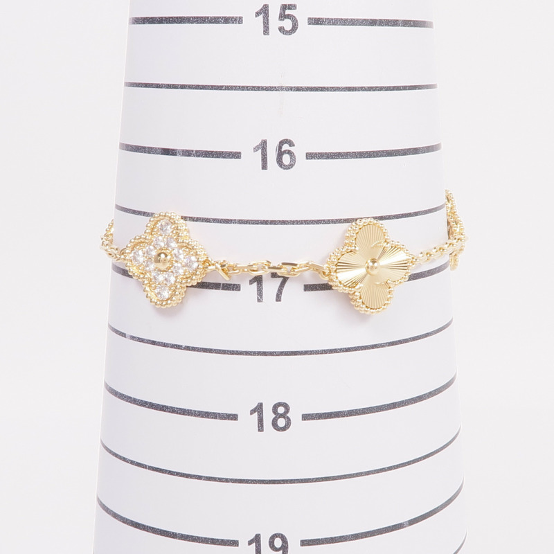 Van Cleef & Arpels 18K黃金Vintage Alhambra Bracelet 5 Motifs鑽石手鏈-9