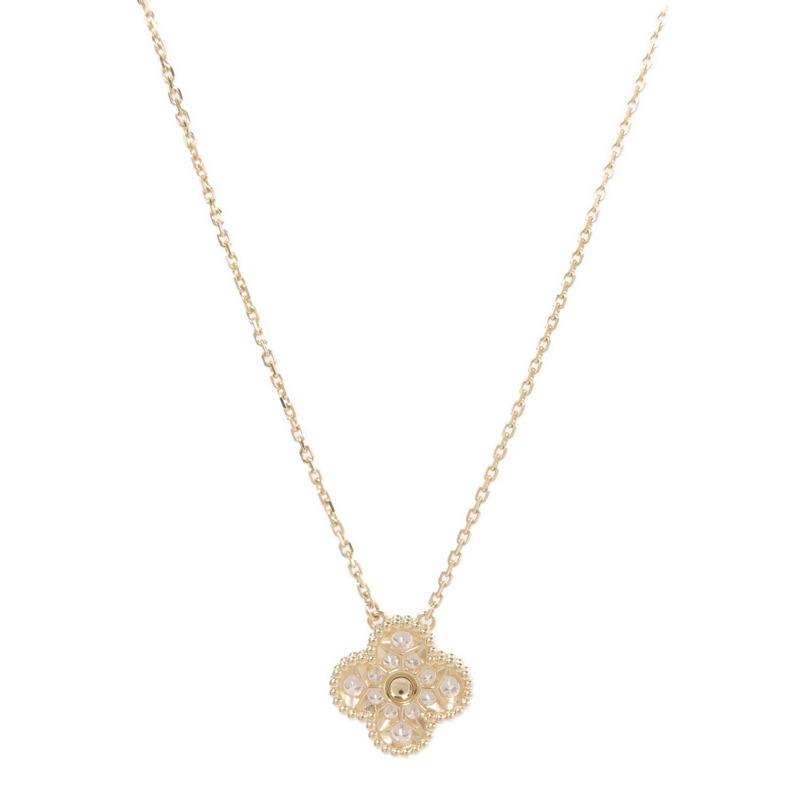 Van Cleef & Arpels 18K黃金Vintage Alhambra鑽石項鍊-1