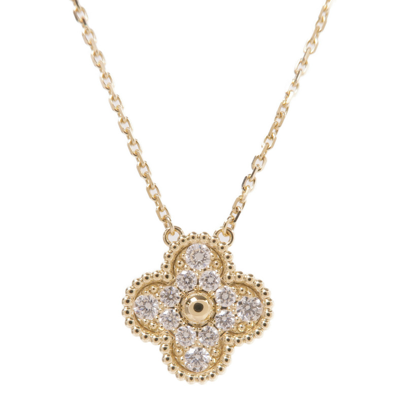 Van Cleef & Arpels 18K黃金Vintage Alhambra鑽石項鍊-2