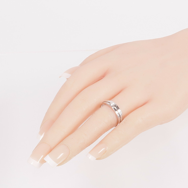 TIFFANY＆CO 18K白金T Narrow Ring戒指US#6.75-6
