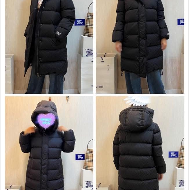 BURBERRY英國黑色TB連帽鵝絨大衣S-2