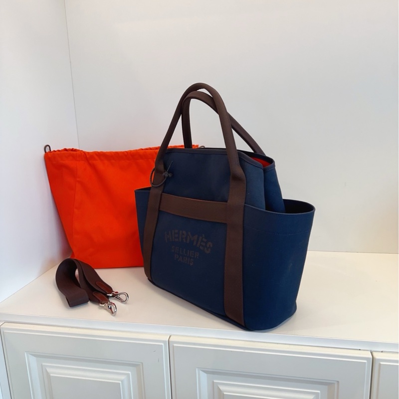 【99新🆕】Hermes 午夜藍拼烏木色 內里橙色內膽 馬術包手提包-2