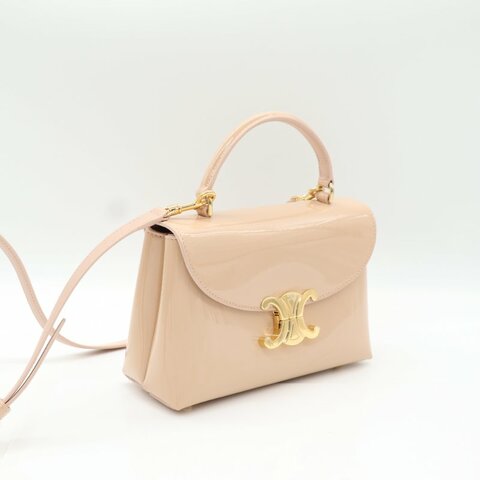 Celine 思琳 Teen Nino 粉色  漆皮 牛皮 肩背包 斜背包