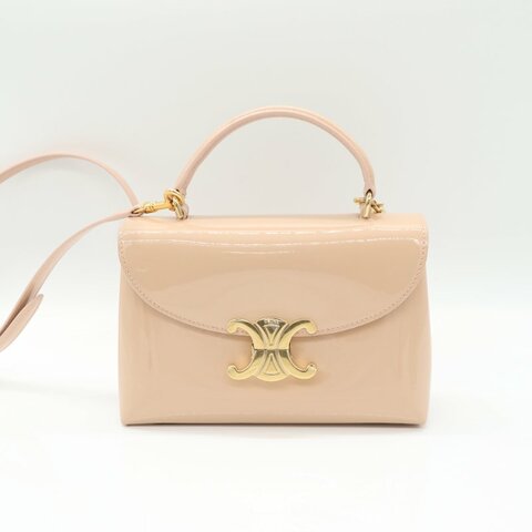 Celine 思琳 Teen Nino 粉色  漆皮 牛皮 肩背包 斜背包