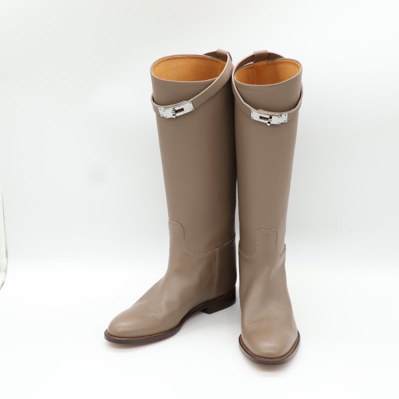 Hermès 愛馬仕 Jumping Etoupe Box 大象灰 小牛皮 長靴-5