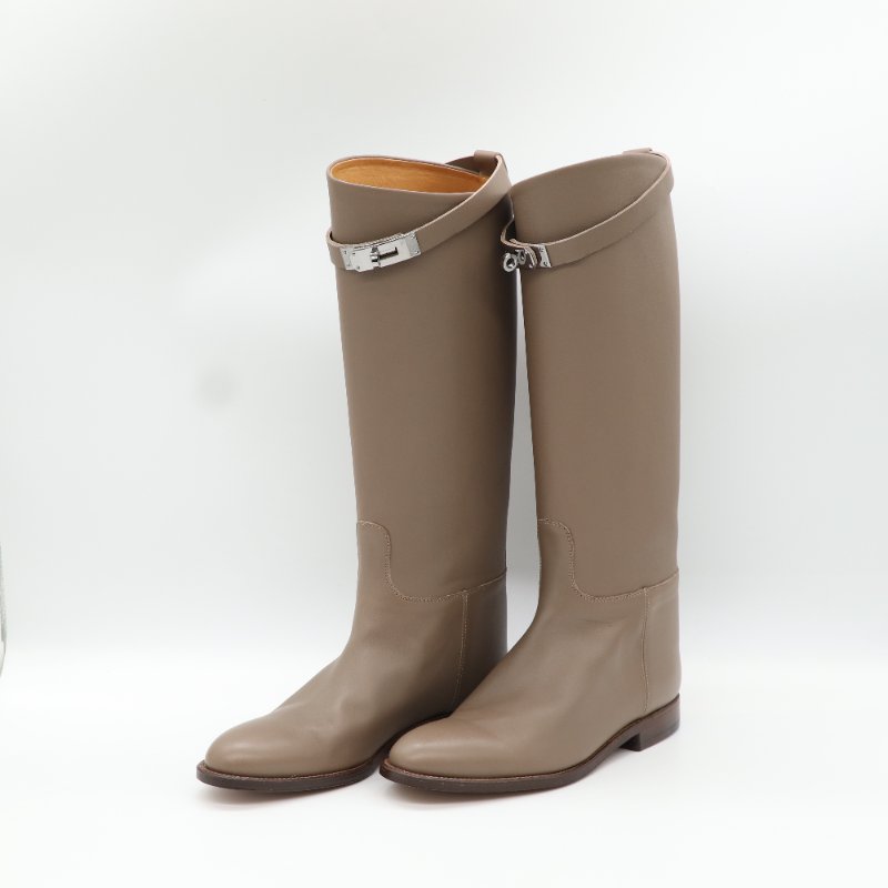 Hermès 愛馬仕 Jumping Etoupe Box 大象灰 小牛皮 長靴-6