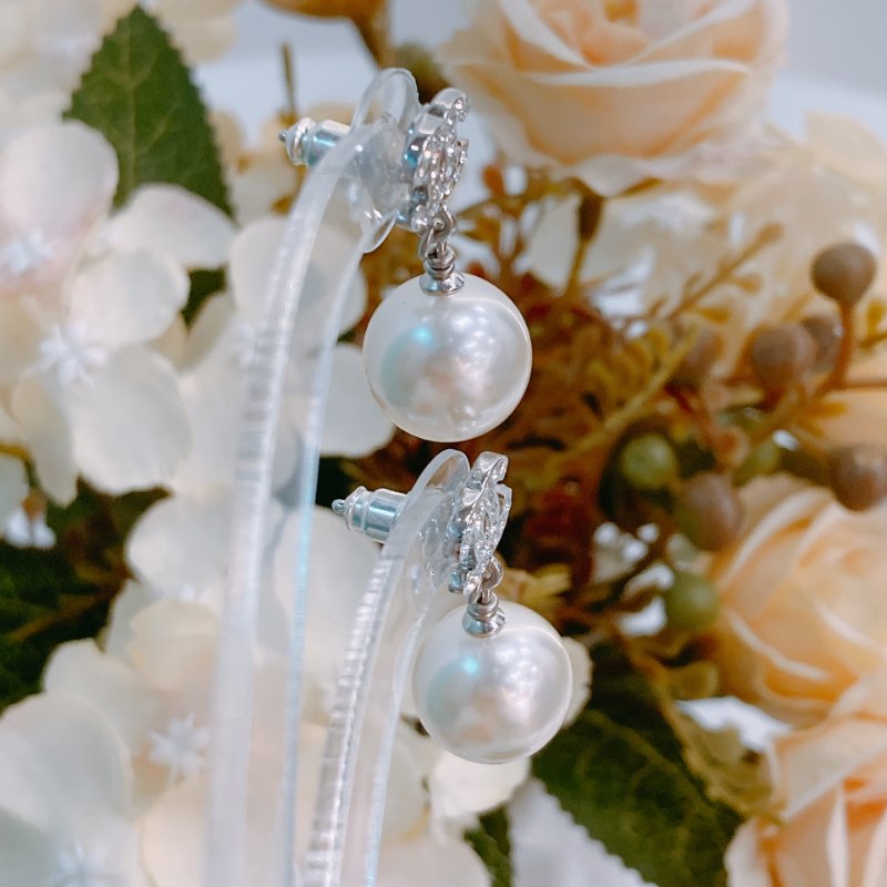 MS0401 Chanel 香奈兒 閃鑽 珍珠 優雅 氣質 銀飾 CC Logo With Pearls PHW x Crystal-6