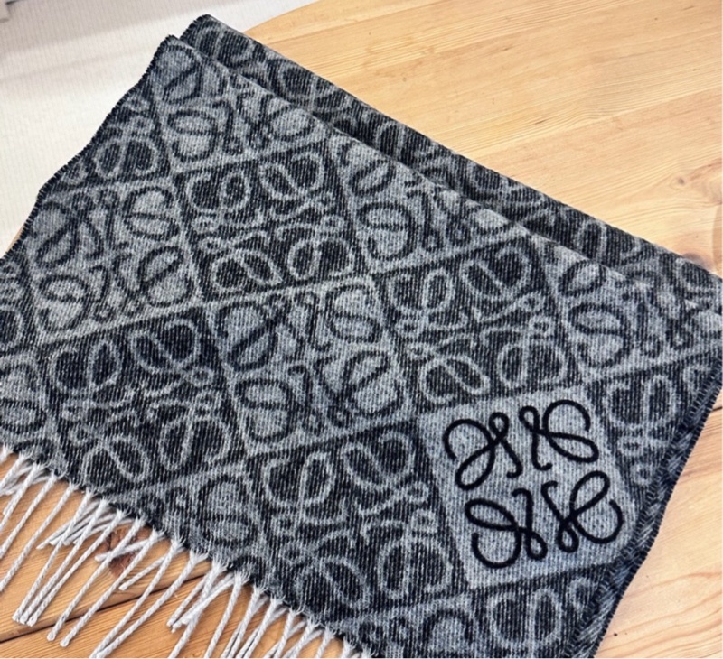 【全🆕】LOEWE Anagram scarf羅意威羊絨羊毛刺繡 圍巾女款 深灰色 黑灰色-1