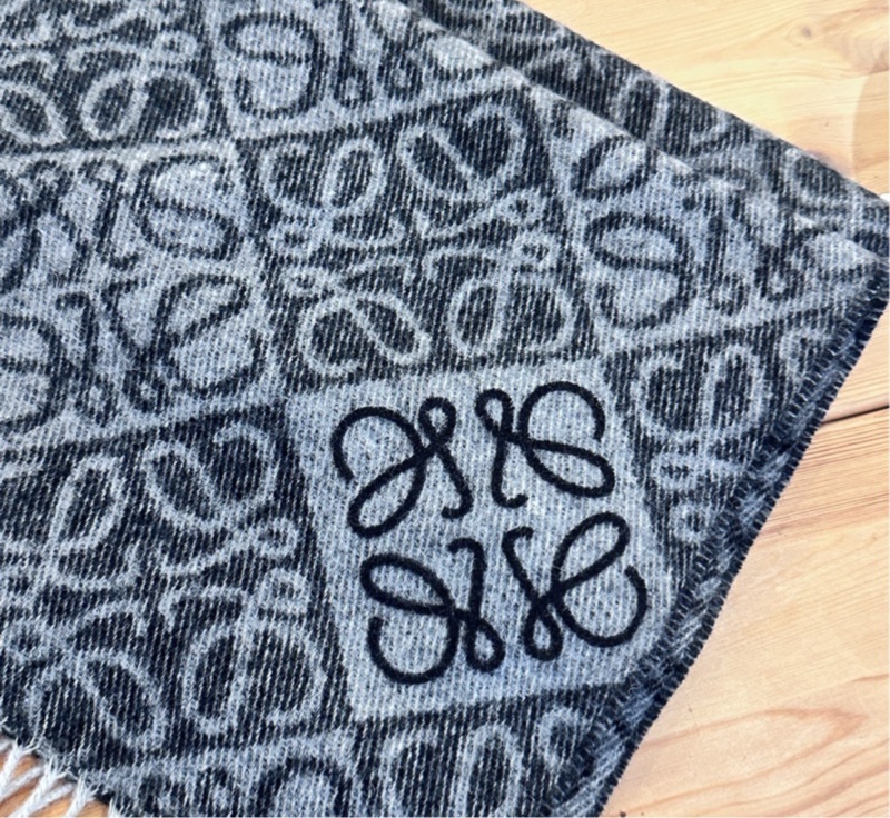 【全🆕】LOEWE Anagram scarf羅意威羊絨羊毛刺繡 圍巾女款 深灰色 黑灰色-2