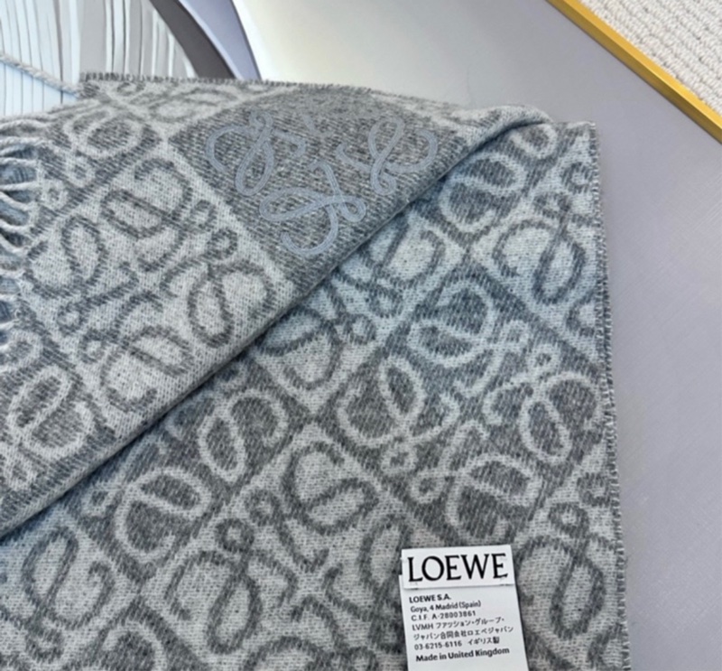 【全🆕】LOEWE Anagram scarf羅意威羊絨羊毛刺繡 圍巾女款 淺灰色 灰色-3