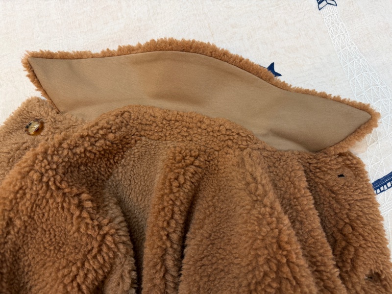 BURBERRY英國棕色人造毛羊皮拼駝毛混紡大衣UK4-8