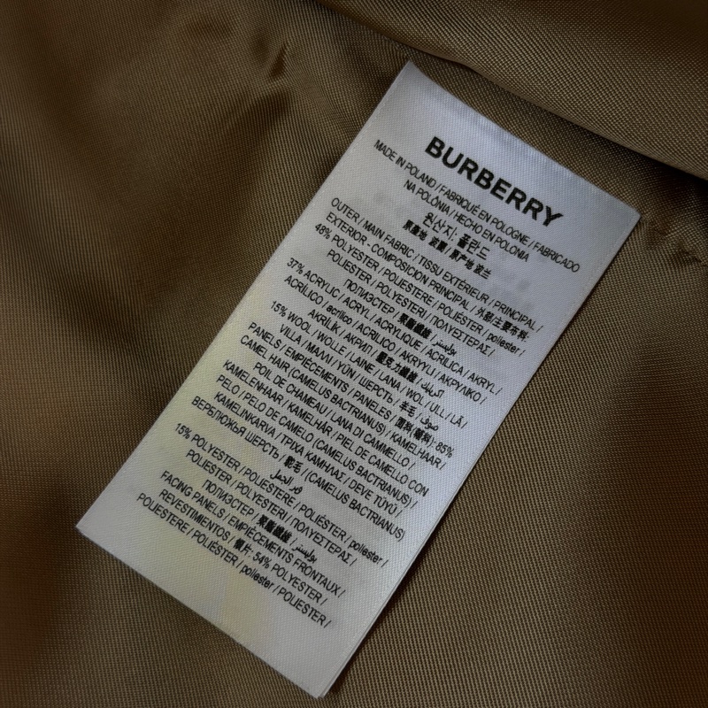 BURBERRY英國棕色人造毛羊皮拼駝毛混紡大衣UK4-12