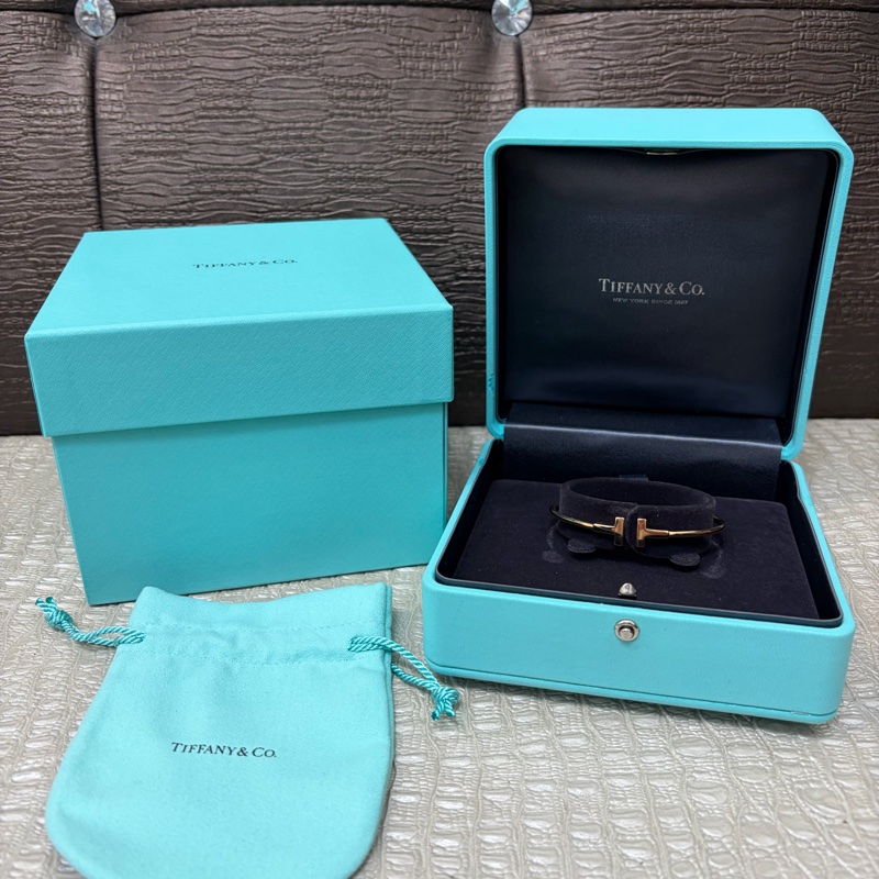 Tiffany & Co. 750玫瑰金T Wire手環-0