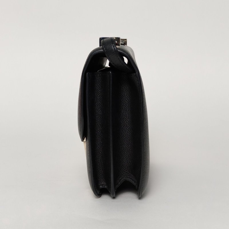 HERMES Constance康康1989黑色Epsom皮C刻銀扣肩背包-1