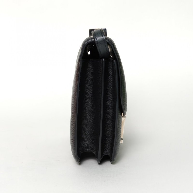 HERMES Constance康康1989黑色Epsom皮C刻銀扣肩背包-3