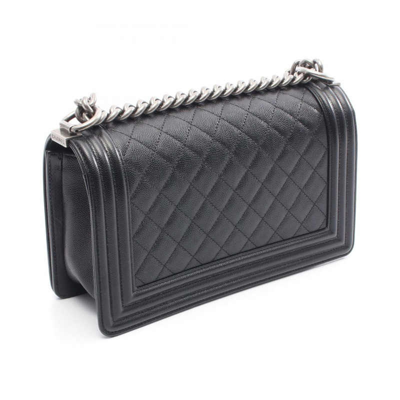 香奈兒 Boy Chanel 單肩包 A67086 黑色粒面小牛皮 二手 女士 SHW-1