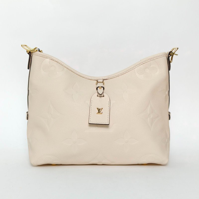 LOUIS VUITTON CARRYALL小號29配子袋米色牛皮金扣晶片肩背包-0